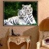 Grosses Soldes Animaux Deux Tigres Asseyant - 5D Kit Broderie Diamants/Diamond Painting QB5068