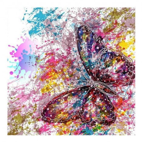 Aquarelle Papillons Colorés - 5D Kit Broderie Diamants/Diamond Painting QB5497