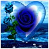Tableau De Roses Bleus En Forme De Coeur - 5D Kit Broderie Diamants/Diamond Painting AF9319