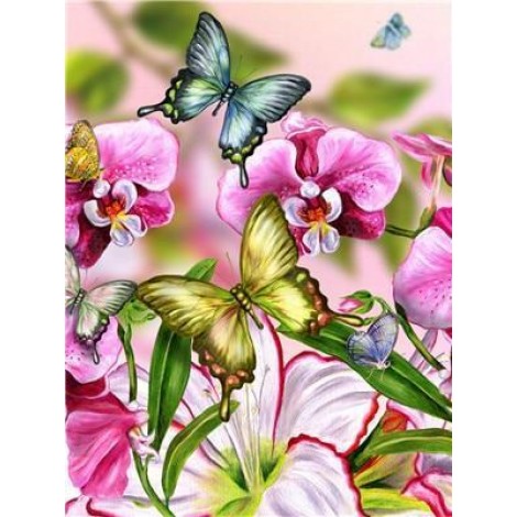 Fleurs Et Papillons  D'Art Moderne 2019 - 5D Kit Broderie Diamants/Diamond Painting VM931