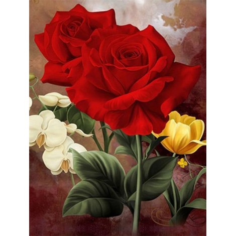 2019 Grosses Soldes Meilleur Décoratif Fleurs Roses - 5D Kit Broderie Diamants/Diamond Painting VM4019