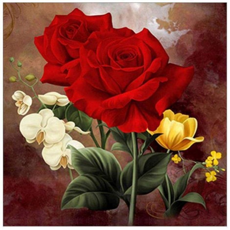Tableau De Deux Roses Rouges - 5D Kit Broderie Diamants/Diamond Painting AF9310