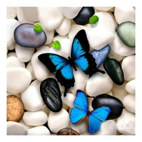 Papillons Bleus Broderie Diamant Nouvellement Arrivée - 5D Kit Broderie Diamants/Diamond Painting VM07421
