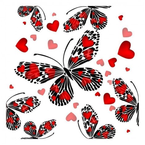 Papillons Rouges Et Noirs D'Art Moderne -5D Kit Broderie Diamants/Diamond Painting QB5582
