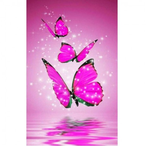 Tableau De Papillons Roses - 5D Kit Broderie Diamants/Diamond Painting QB5567