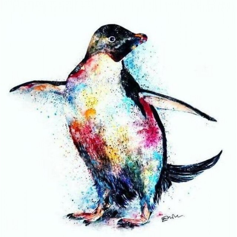 Aquarelle Pingouin -...