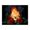 Fantaisie De Roses Et Crâne En Flammes - 5D Kit Broderie Diamants/Diamond Painting AF9365