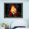 Fantaisie De Roses Et Crâne En Flammes - 5D Kit Broderie Diamants/Diamond Painting AF9365