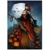 Dessin Animé Halloween De Sorcière En Rouge - 5D Kit Broderie Diamants/Diamond Painting QB8133
