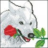 Peinture À L'Huile Loup Avec Roses - 5D Kit Broderie Diamants/Diamond Painting QB6574